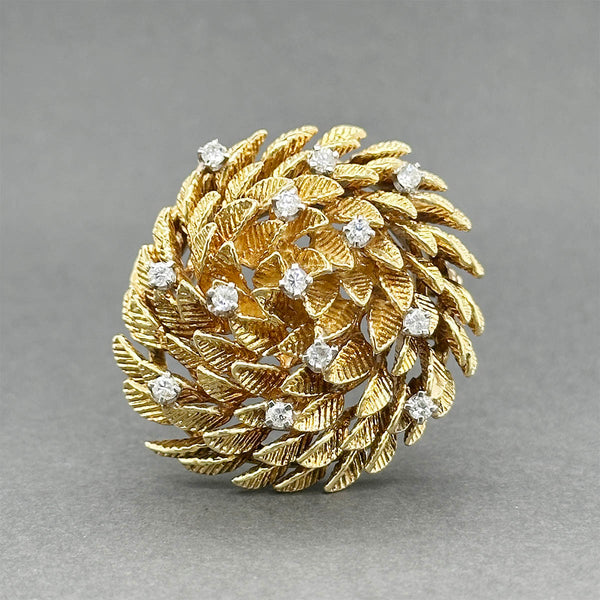 Estate 18K Y Gold 0.40cttw G-H/SI1-2 Diamond Floral Brooch