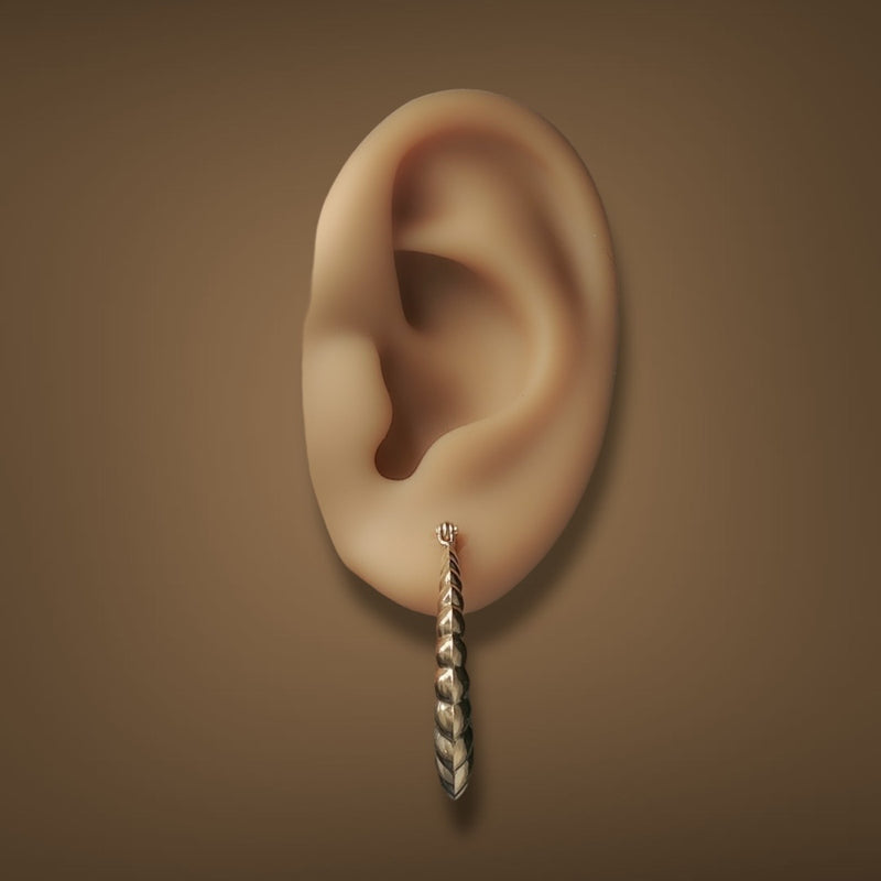 Estate 14K Y Gold Ribbed Hoop Earrings