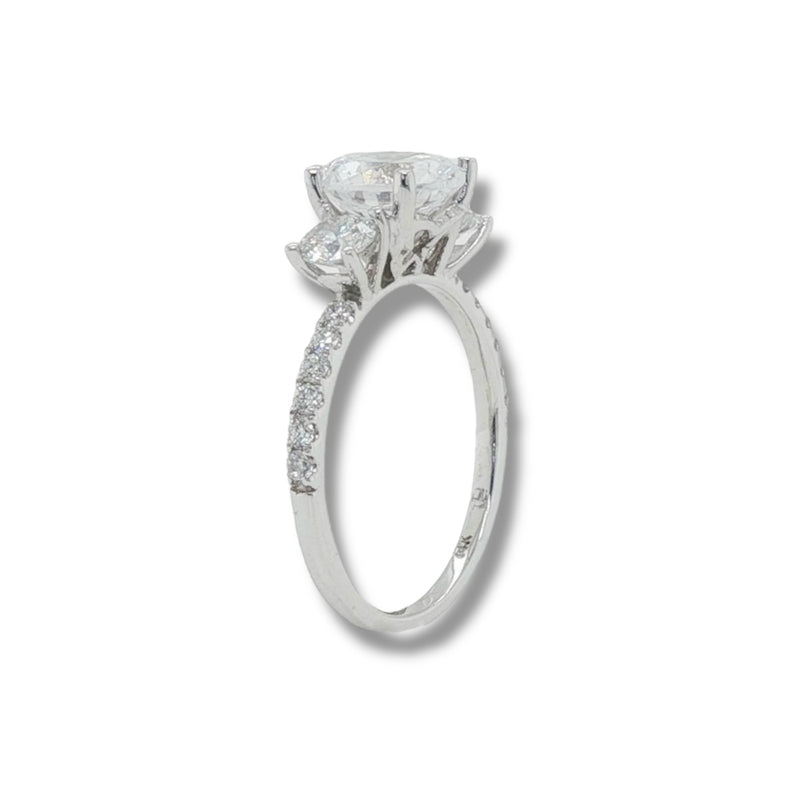 14K W Gold 0.68ctw H/ I1 3 Stone Diamond Engagement Ring Mounting