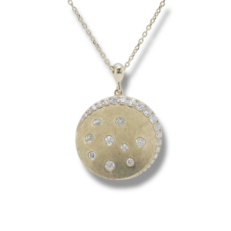 14K Y Gold 0.34ctw F/SI1 Round Bezel and Prong Set Diamond Pendant