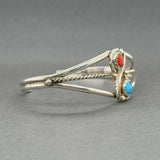 Estate SS Turquoise & Coral Cuff Bracelet
