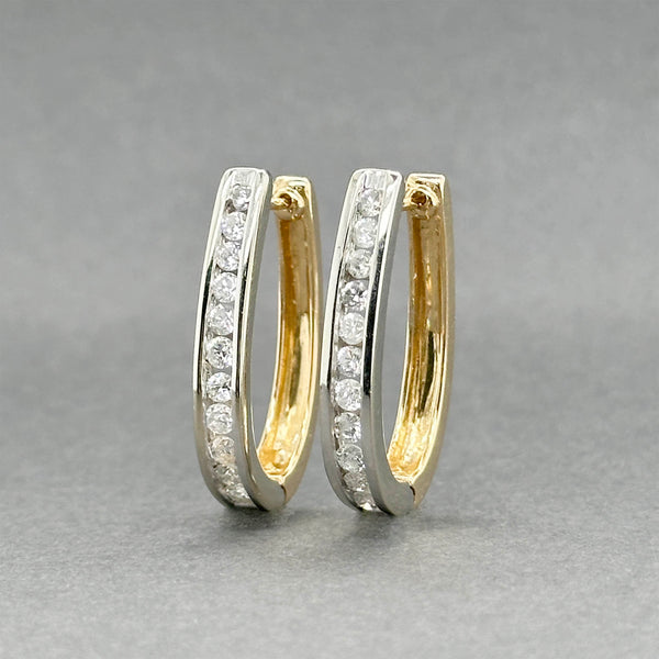 Estate 14K TT Gold 0.83ctw G-H/SI2-I11 Diamond Oval Hoop Earrings
