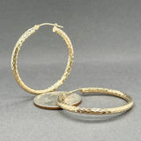 Estate 14K Y Gold Textured 37.5mm Hoop Earrings