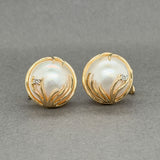 Estate 14K Y Gold Mabe Pearl & 0.08ctw J/I1 Diamond Earrings