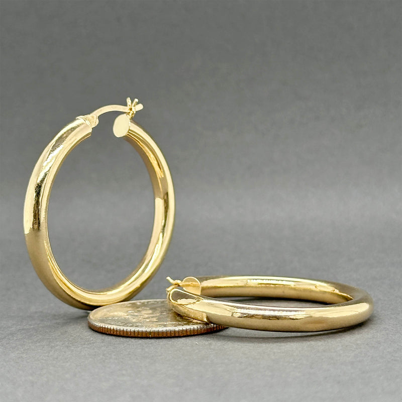 Estate 14K Y Gold 33.92mm Hoop Earrings
