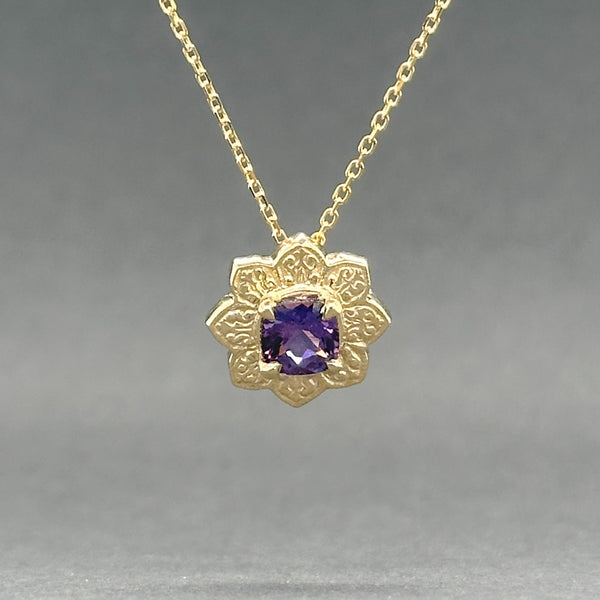 Estate 14K Y Gold 0.46ct Amethyst Flower Pendant