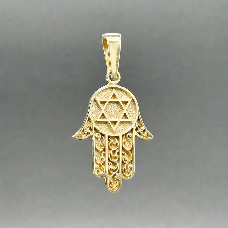 Estate 14K Y Gold Star of David Hamsa Pendant