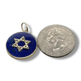 14K Y Gold Round Lapis Pendant with Star of David