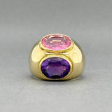 Estate 18K Y Gold 3.97ctw Amethyst & Tourmaline Ring