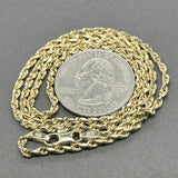 Estate 14K Y Gold 2.13mm 18” Rope Chain