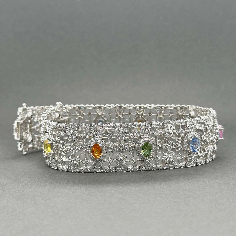 Estate 14K W Gold 5.89ctw Sapphire & 2.49ctw Diamond Bracelet