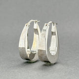 Estate 14K W Gold 25.7mm Teardrop Hoop Earrings