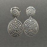 Estate David Yurman SS Diamond Cable Coil Drop Earrings