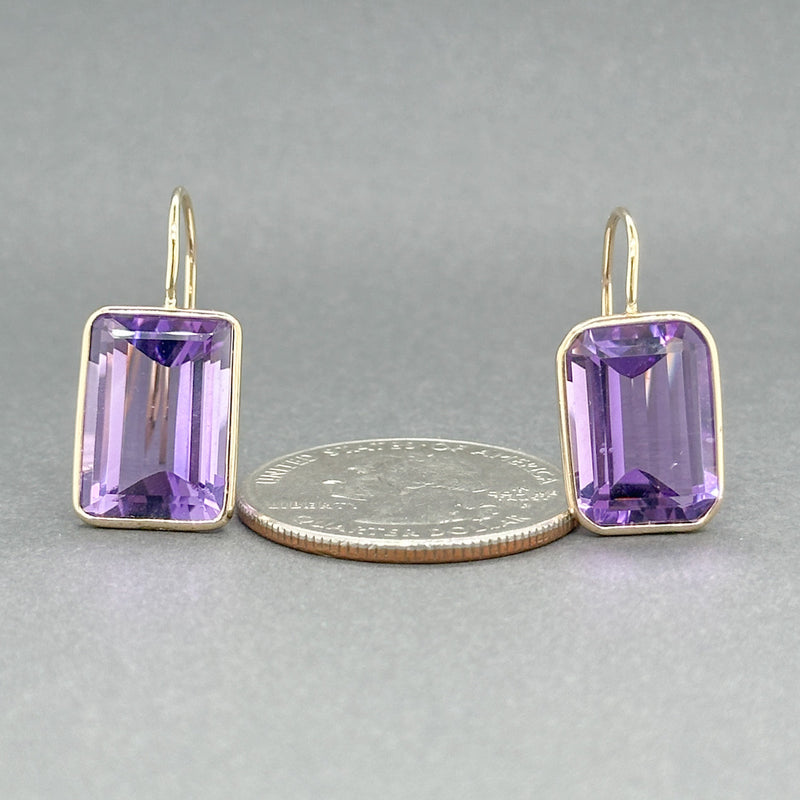 Estate 14K Y Gold 14.68ctw Amethyst Drop Earrings