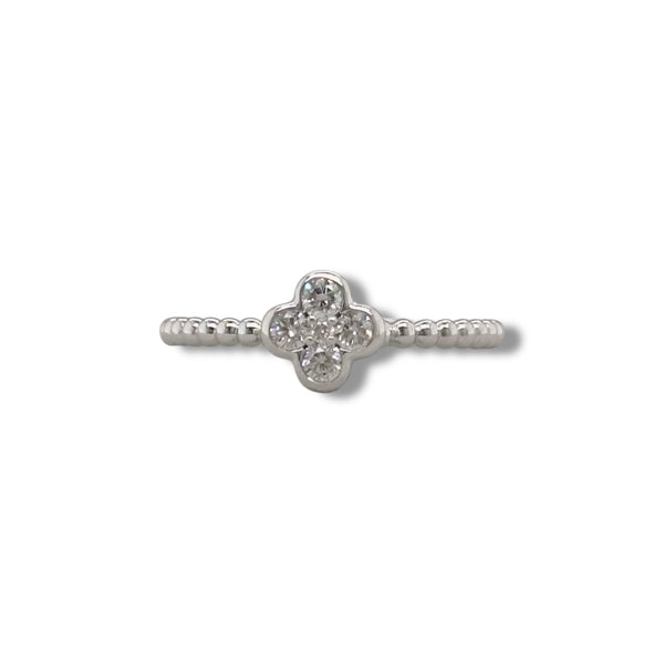 14K W Gold 0.19ctw SI2/G Diamond Diamond Cluster Clover Ring