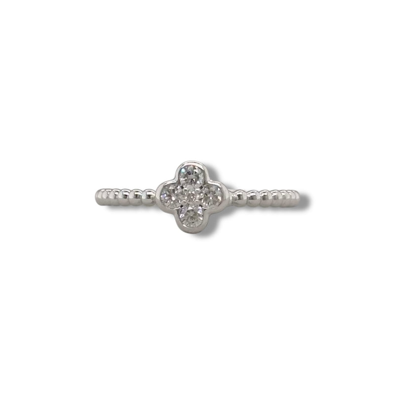 14K W Gold 0.19ctw SI2/G Diamond Diamond Cluster Clover Ring