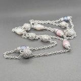 Estate Judith Ripka SS Multicolor Freshwater Pearl & CZ Station Necklace
