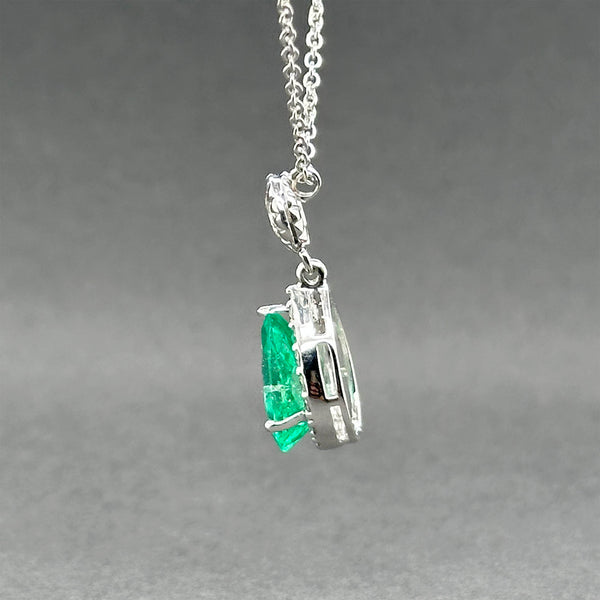 Estate 14K W Gold 1.87ct Emerald & 0.46ctw Diamond Pendant