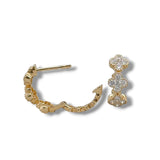 18K Y Gold 0.75ctw G/SI1 Diamond Flower Hoop Earrings