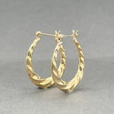 Estate 14K Y Gold 24.7mm Twisted Hoop Earrings