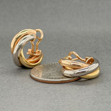 Estate Cartier 18K Tri Gold Trinity Classic Hoop Earrings