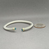 Estate David Yurman SS 14 Topaz Classic Cable Cuff Bracelet