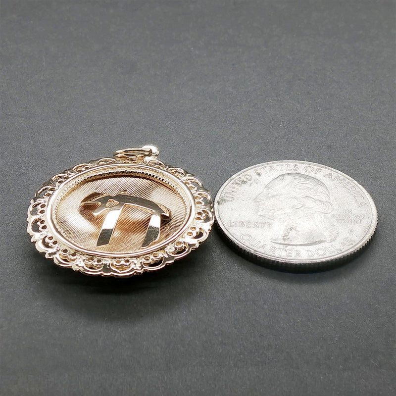 Estate 14K Y Gold Chai Medallion Pendant