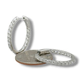 14K W Gold 1.54ctw G/I1 25mm Oval In/Out Diamond Hoop Earrings