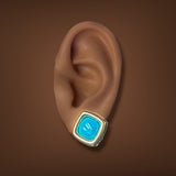 Estate 18K Y Gold Turquoise Earrings
