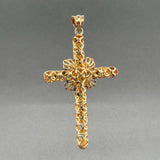 Estate 18K Y Gold Pearl 64.6mm Cross Pendant