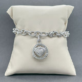 Estate Judith Ripka SS CZ Heart Charm Bracelet