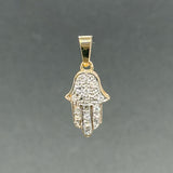 Estate 14K Y Gold CZ Hamsa Pendant