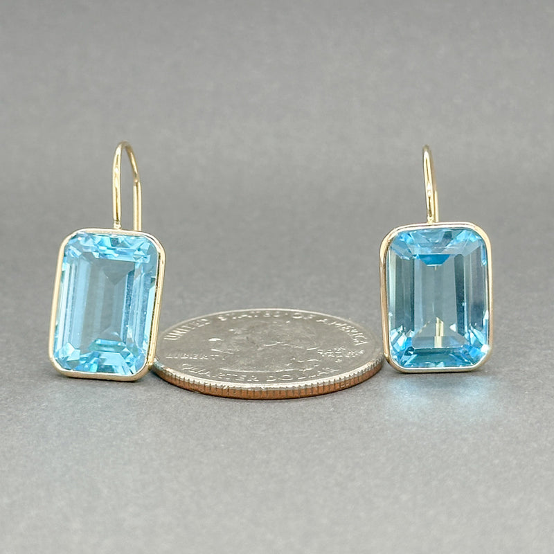 Estate 14K Y Gold 19.99ctw Blue Topaz Drop Earrings