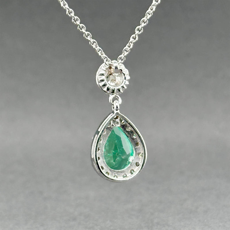 Estate 14K W Gold 1.87ct Emerald & 0.46ctw Diamond Pendant