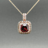 Estate Effy 14K R Gold 3.02ct Garnet & 0.32ctw G-H-Brown/SI1-2 Diamond Pendant