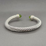 Estate David Yurman SS 14 6.80ctw Moldavite Classic Cable Cuff Bracelet