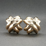 Estate 14K Y Gold X Button Earrings