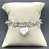 Estate Tiffany & Co. SS Mom Heart Lock Charm Bracelet