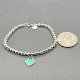 Estate Tiffany & Co. SS Blue Heart Tag Beaded Bracelet