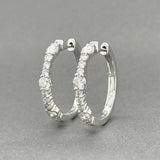 Estate 14K W Gold 1.19ctw I/SI2-I1 Diamond Hoop Earrings