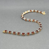 Estate 14K Y Gold 6.25ctw Garnet & 0.22ctw Diamond Bracelet