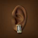 Estate 14K Y Gold 1.92ctw Sapphire & 0.34ctw Diamond J Hoop Earrings