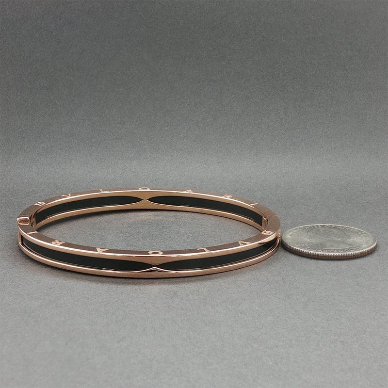 Estate Bulgari 18K R Gold B.zero 1 Black Ceramic Bangle Bracelet