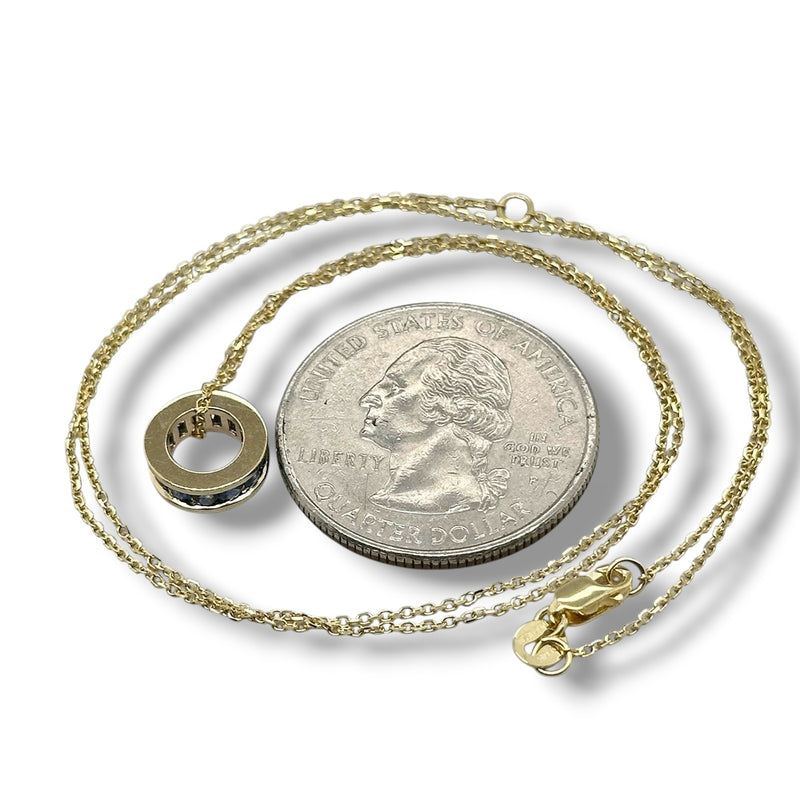 14K Y Gold 0.52ctw Sapphire Rondell Pendant