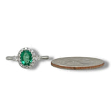 18K W Gold 0.75ct Emerald and 0.25ctw Diamonds H/SI1 Halo Diamond Ring