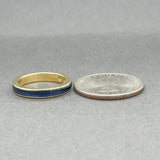 Estate 18K Y Gold Blue Enamel Ring