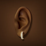 Estate 14K Y Gold CZ Half Hoop Earrings