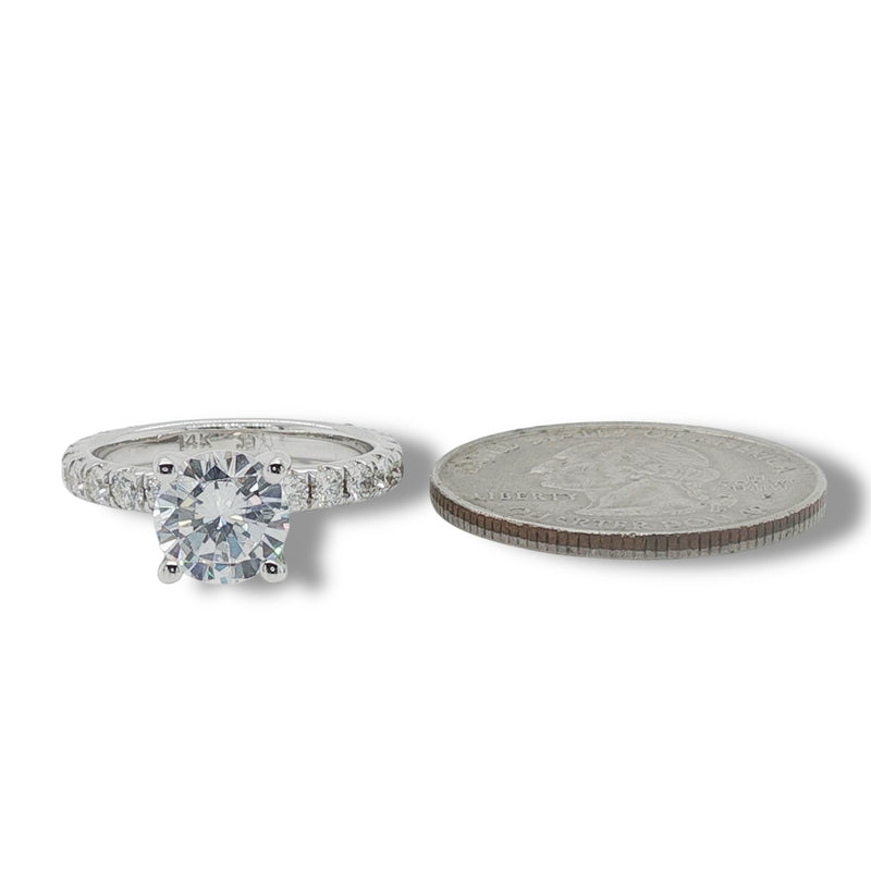 14K W Gold 0.90ctw G/SI1 3/4 around Diamond Engagement Ring Mounting