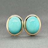 Estate 14K Y Gold 36.22ctw Turquoise Button Earrings