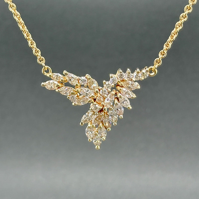 Estate 14K Y Gold 1.55ctw J-M/SI1-2 Diamond V Necklace